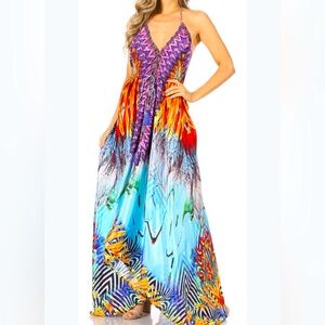 Sakkas Colorful Maxi Dress with Purple and Blue